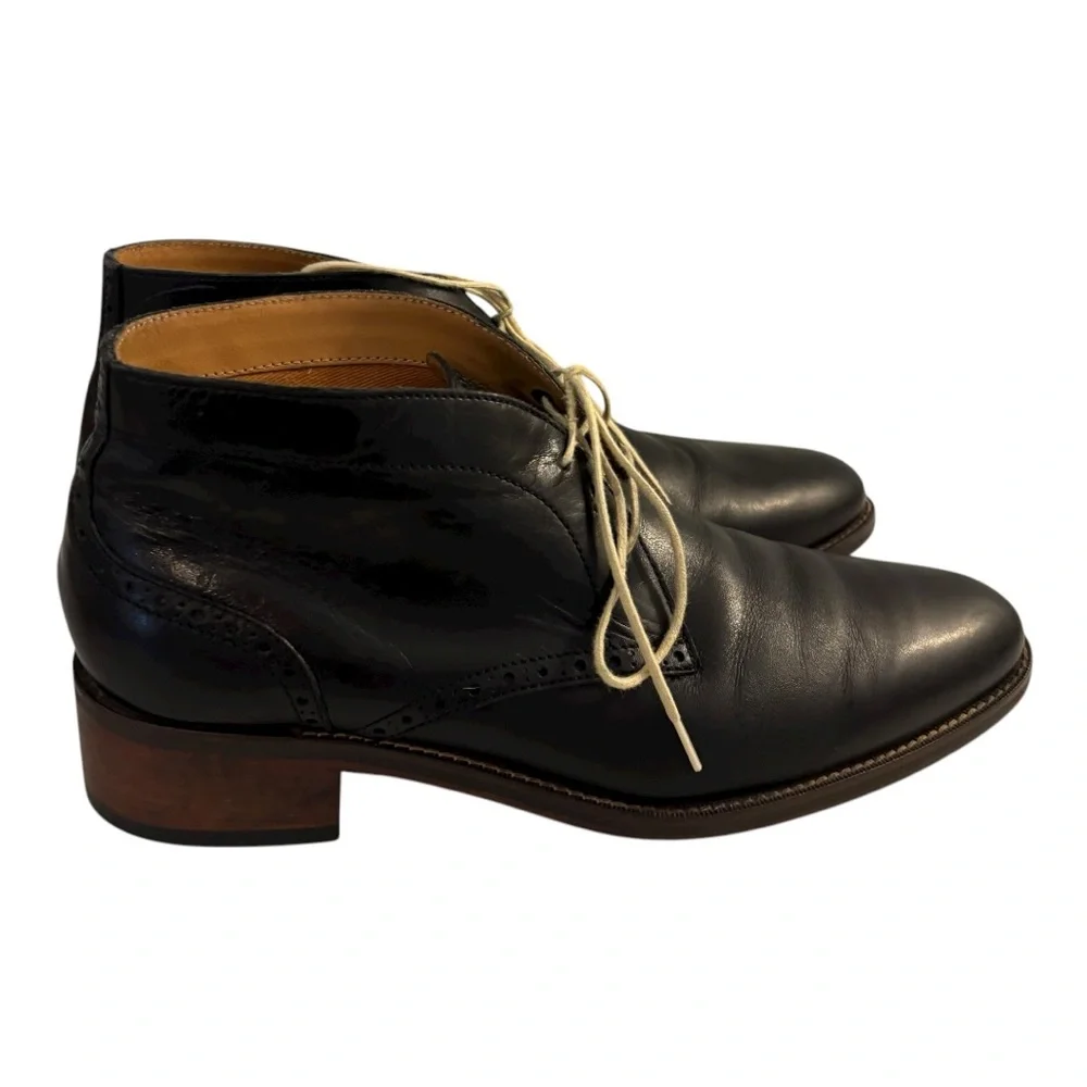 Cole Haan Classy Black Broughed Leather Chukka Ankle Stitched Desert Boots 9.5